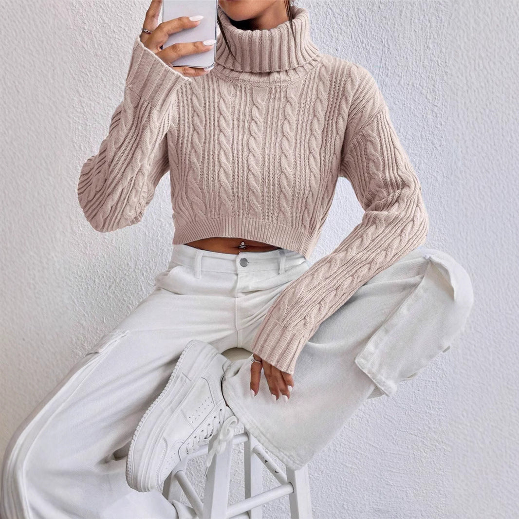 Damen Grobstrick Pullover mit hohem Kragen Stalluxe