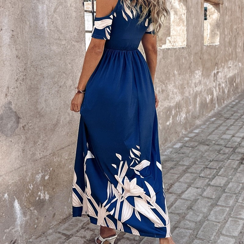 Damen Maxikleid mit kalten Schultern und floralem Druck Stalluxe