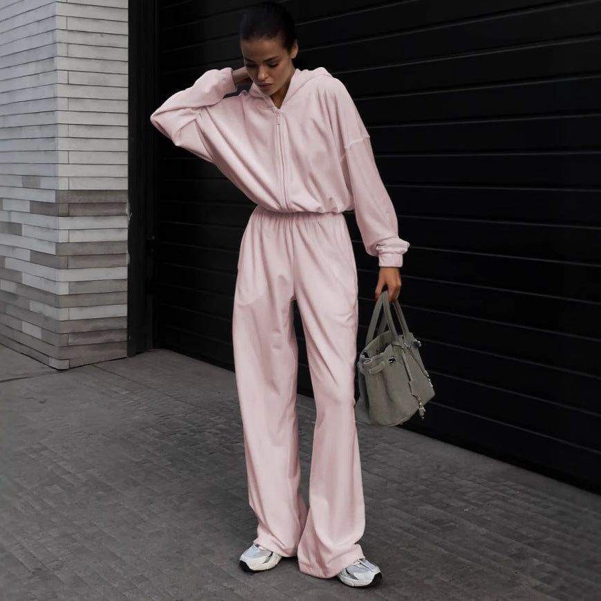 Damen Lässiger Fleece-Jumpsuit mit Kapuze und praktischen Taschen Stalluxe