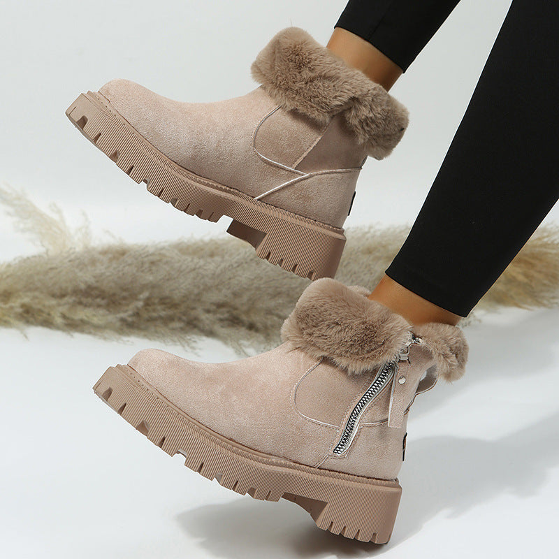 Damen Winterliche Stiefeletten mit kuscheligem Kunstfellkragen und rutschfester Sohle Stalluxe