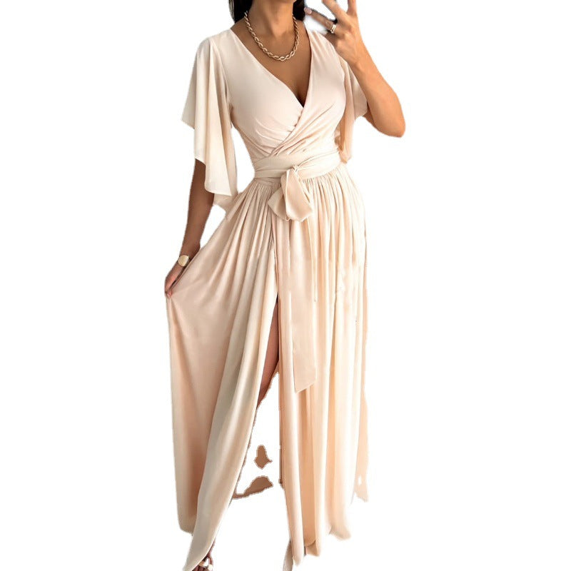 Damen Maxi-Dress mit elegantem Wickeldesign und tiefem Schlitz Stalluxe