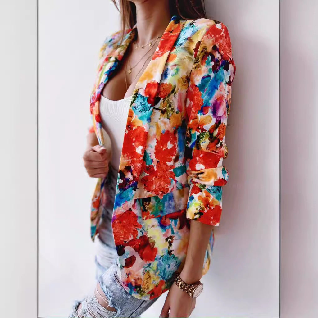 Damen Floral Druck Blazer Stalluxe