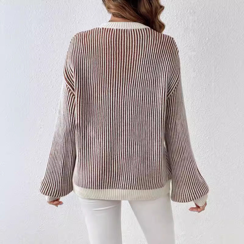 Damen Strickpullover mit breitem Rippdesign und lässigen Ballonärmeln Stalluxe