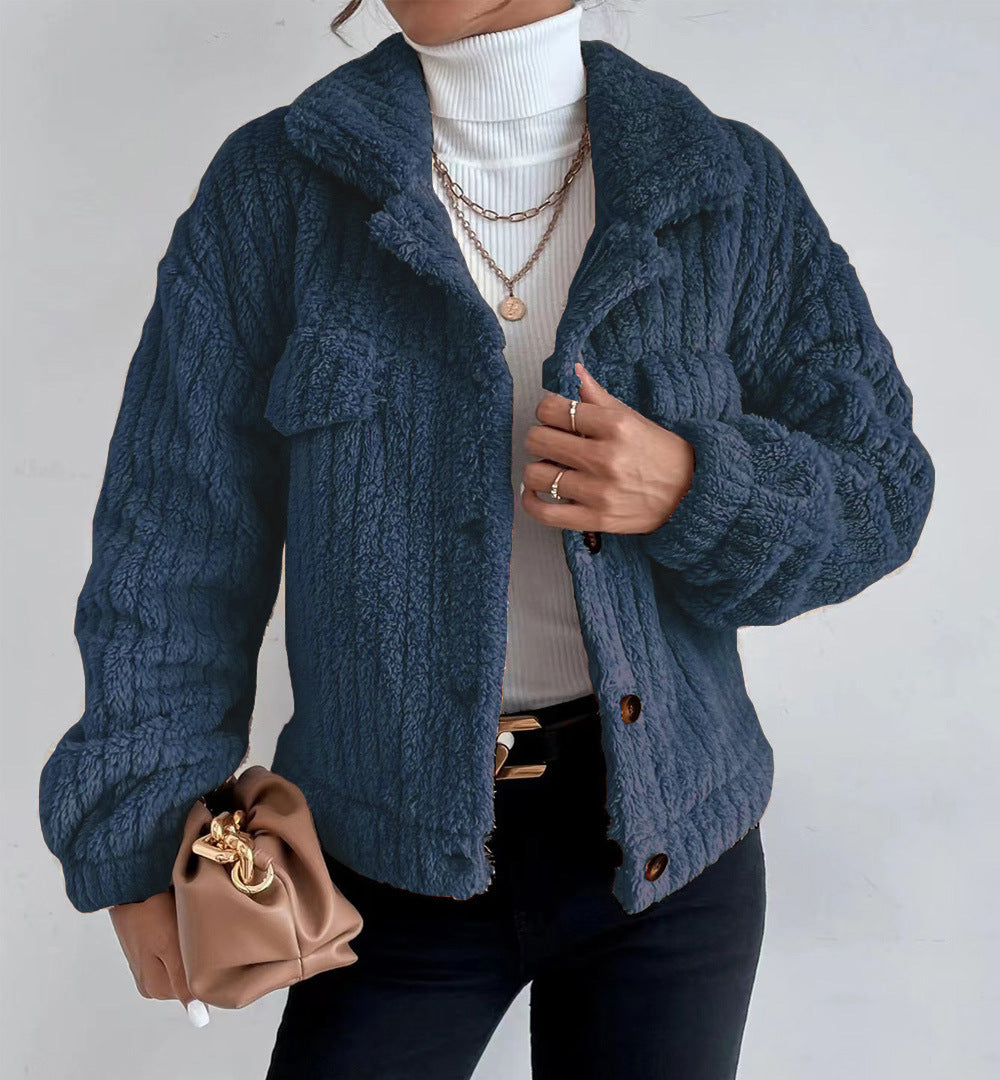 Damen kuschelige Overshirtjacke mit strukturiertem Fell Stalluxe