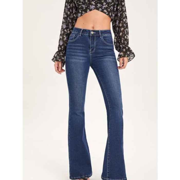 Damen Bootcut Jeans mit verschlissenen Details und hohem Bund Stalluxe