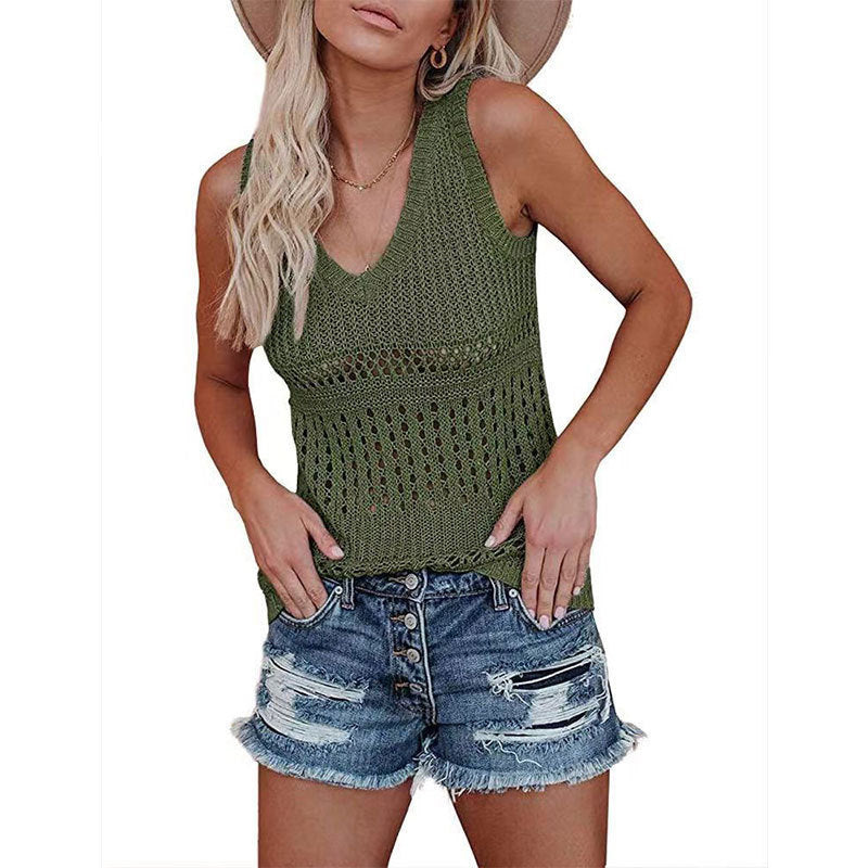 Damen Stricktanktop mit vielseitigem Lochmuster Stalluxe