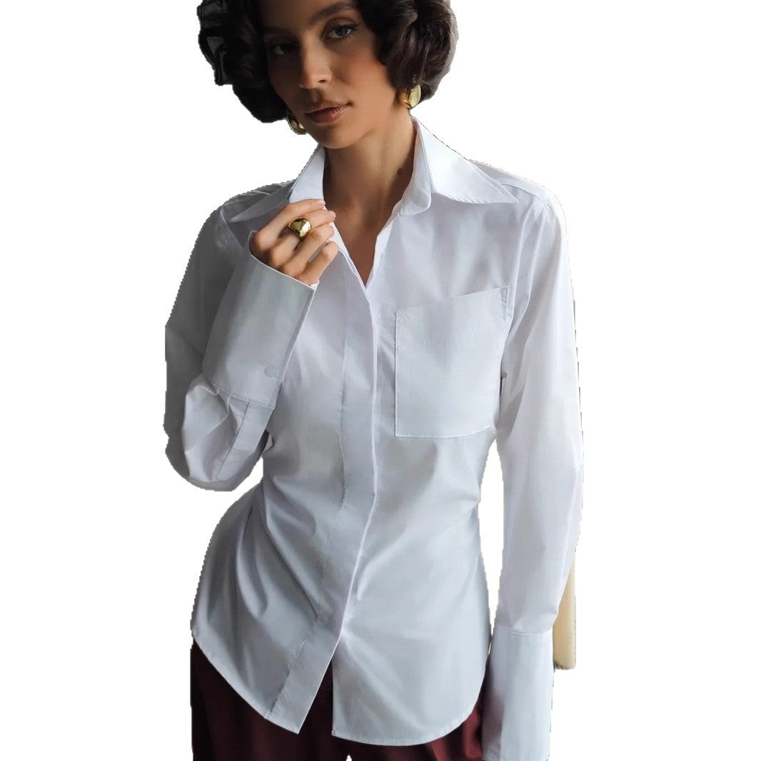 Damen Langarmbluse mit eleganter Knopfleiste und taillierter Passform Stalluxe