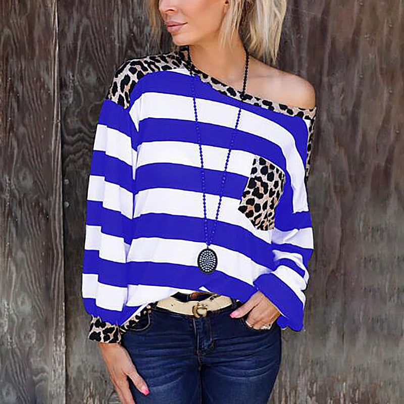 Damen lässiger Pullover mit modernem Streifenmix und Animal-Print Stalluxe