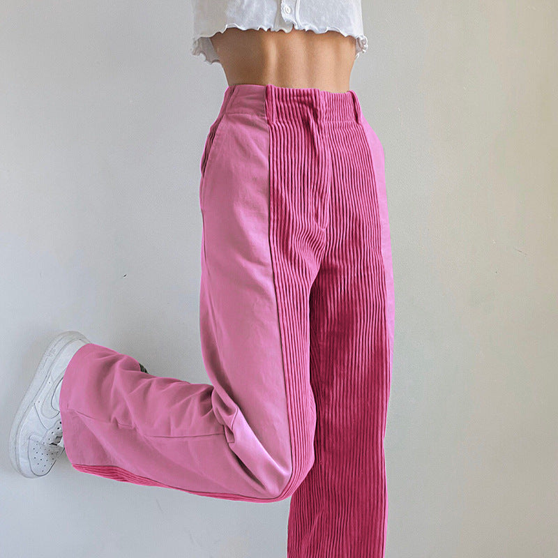 DamenLocker geschnittene High-Waist-Hosen mit vertikalen Rippdetails Stalluxe