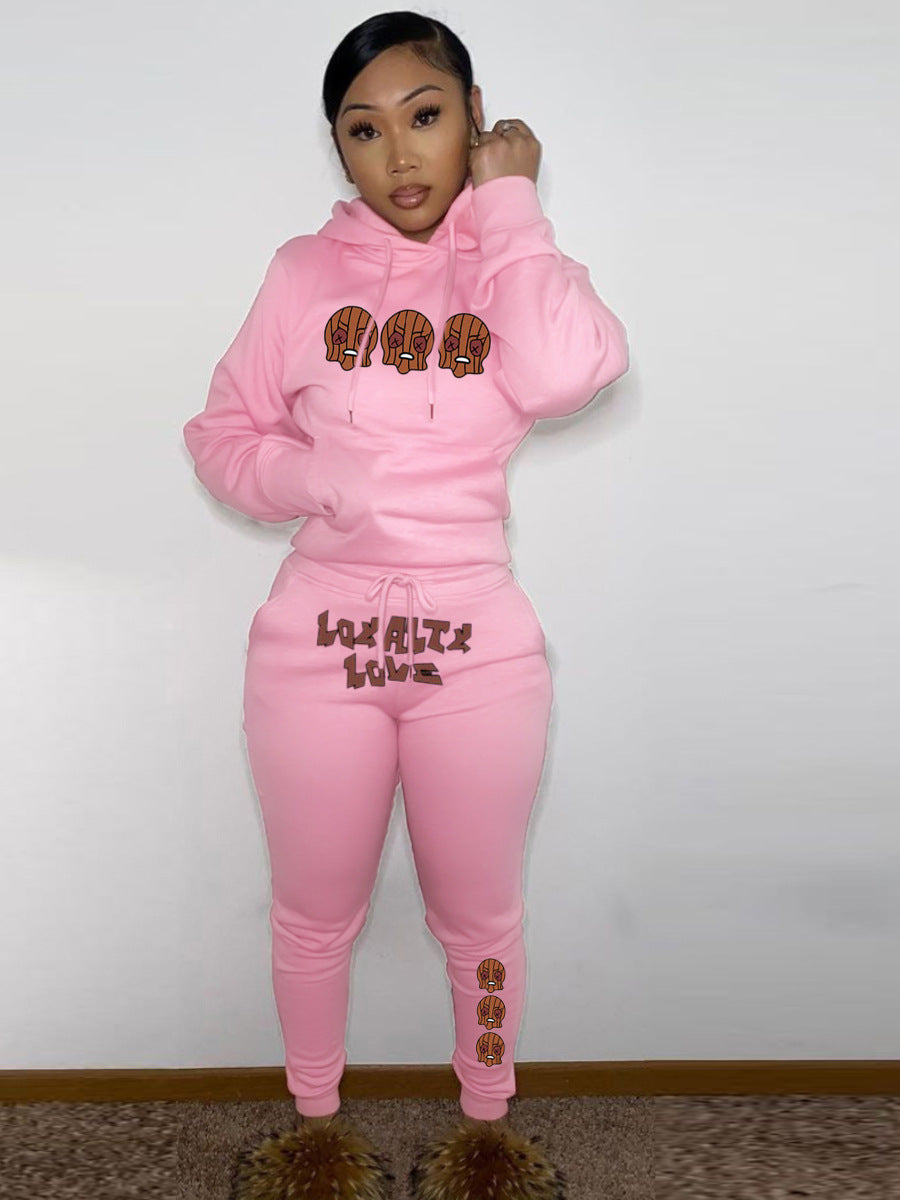 Damen Hoodie und Jogginghose Set mit kreativem Weihnachtsmotiv und bequemen Schnitt Stalluxe