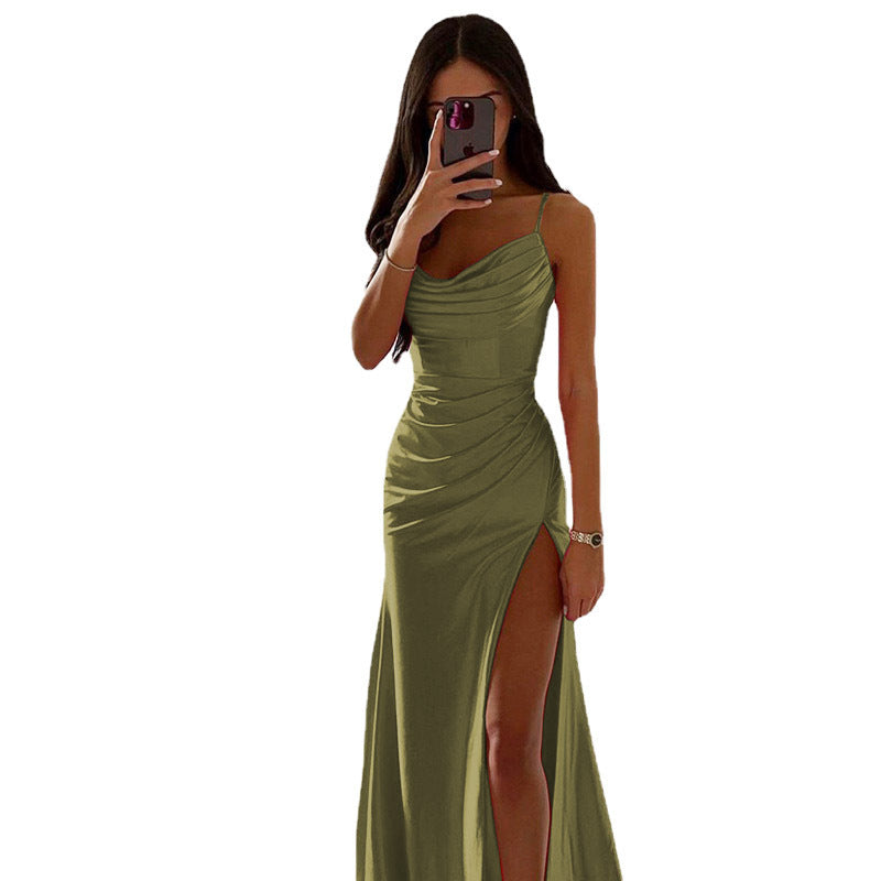 Damen Glamouröses Abendkleid mit seitlichem Schlitz und raffinierten Raffungseffekten Stalluxe