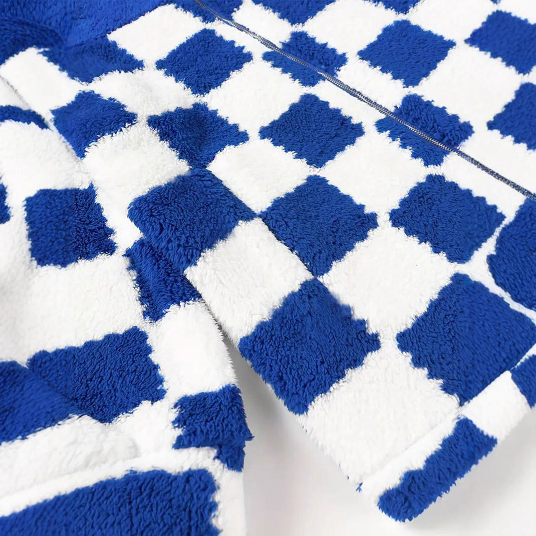 Damen Flauschige Jacke im modernen Karomuster Stalluxe
