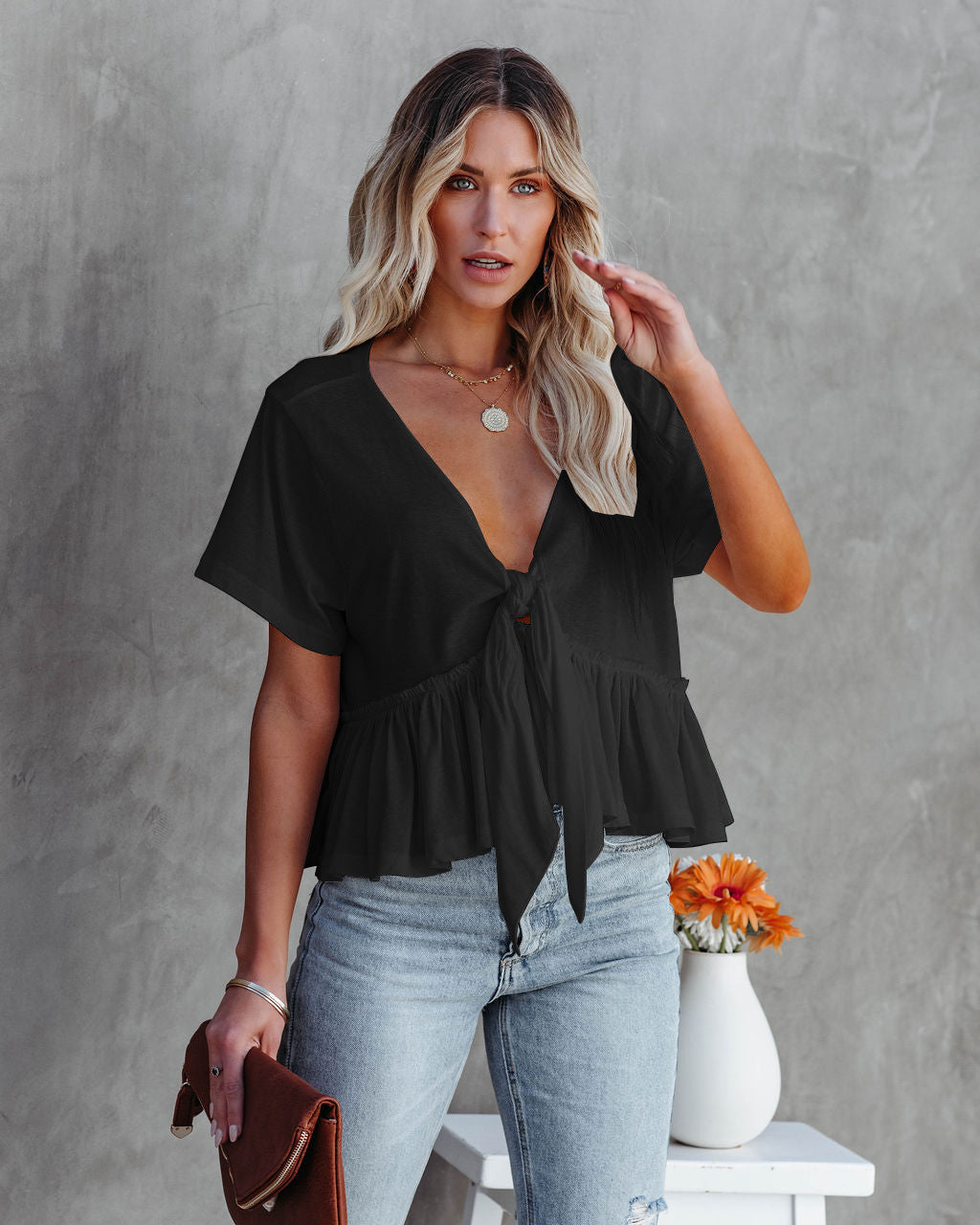 Damen Bluse mit lässigem Schnitt und Raffungen Stalluxe