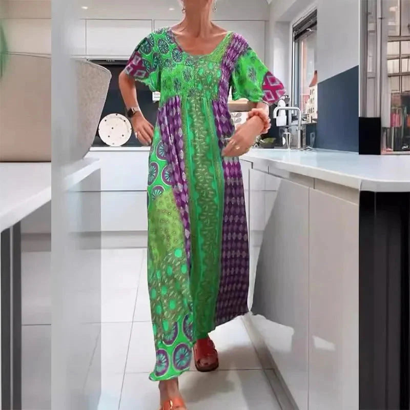 Damen Maxikleid mit buntem Mustermix und luftiger Passform Stalluxe