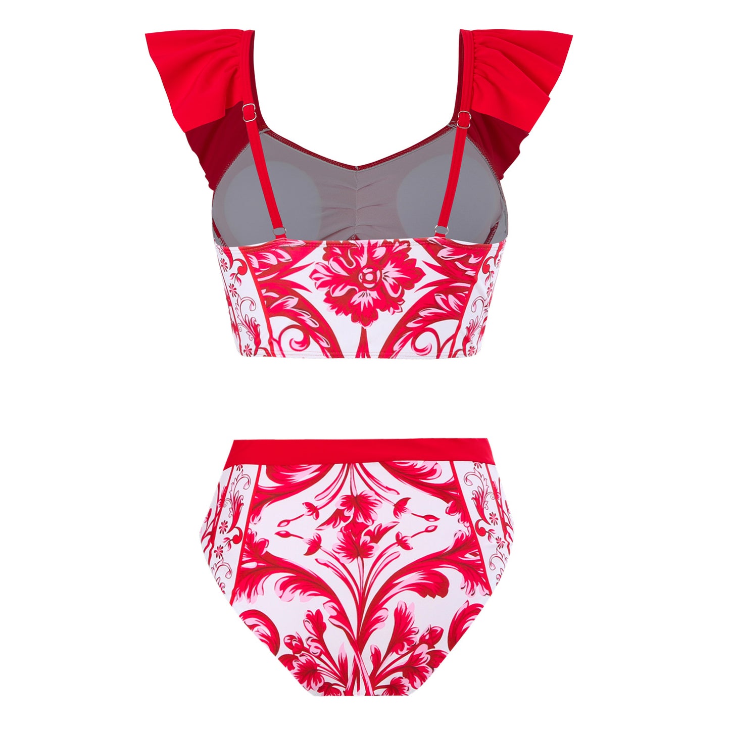 Damen Badeanzug-Set mit elegantem Rüschenschnitt und floralem Design Stalluxe