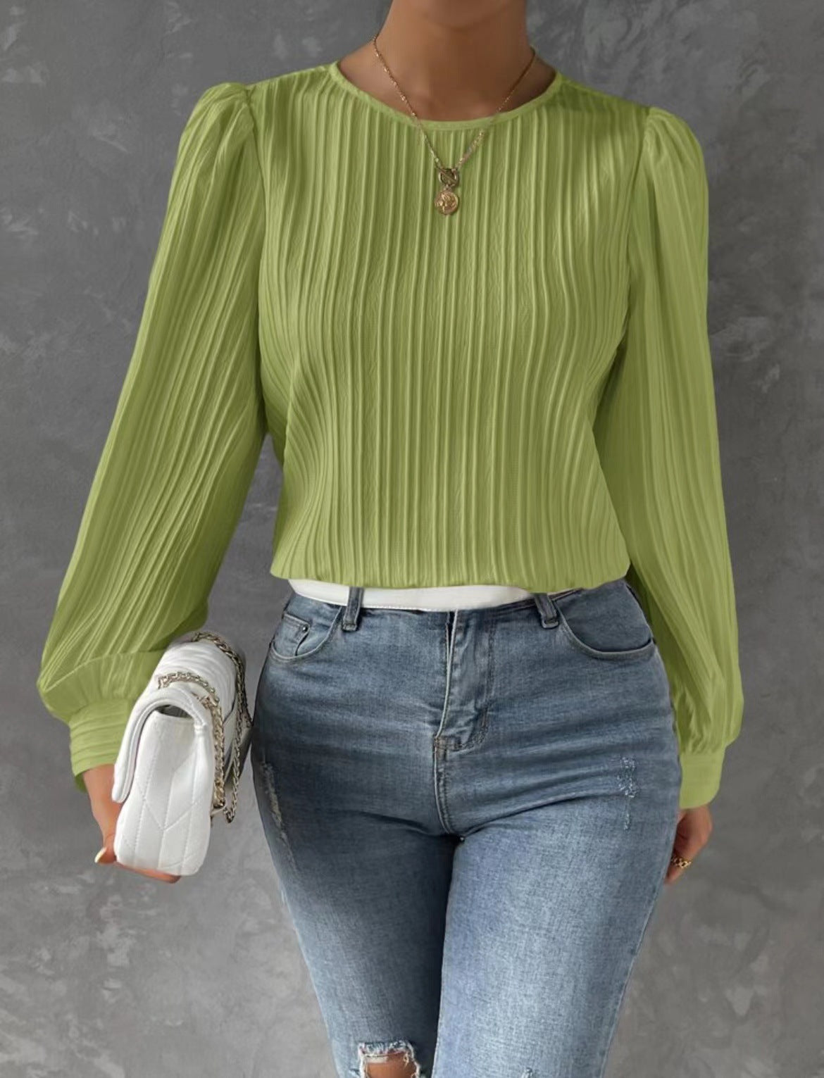 Damen Faltenbluse mit langen Ärmeln Stalluxe