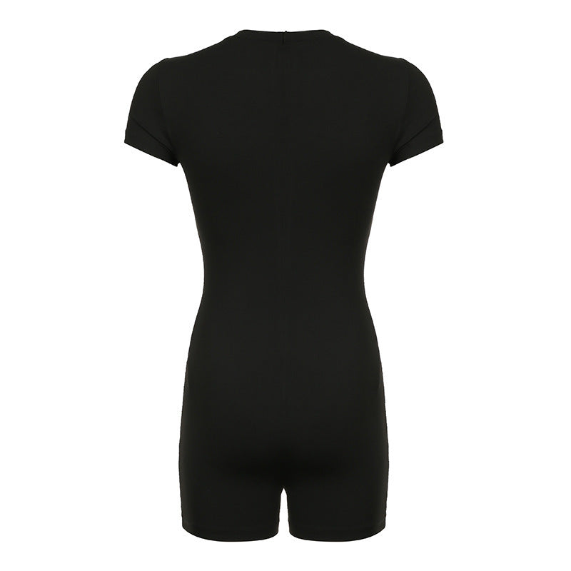 Damen eleganter Kurzoverall mit eng anliegendem Schnitt und Rundhalsausschnitt Stalluxe