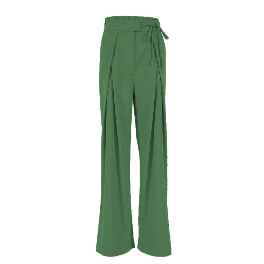 Damen Weite, hoch taillierte Stoffhose mit Bundfalten und Gürteldetail Stalluxe