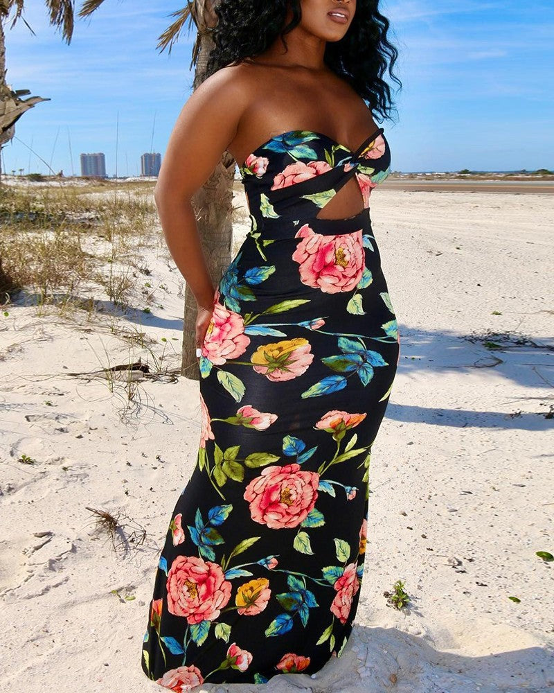 Damen Maxikleid mit schickem Cut-Out-Design und glänzenden Akzenten Stalluxe
