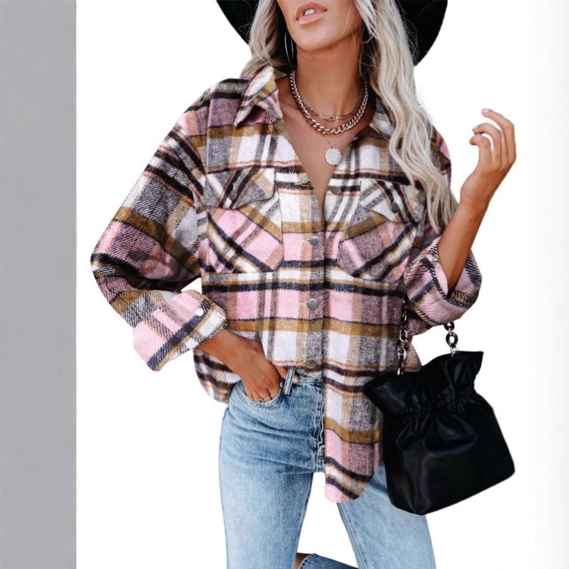 Damen Karierter Flanellhemdjacke mit übergroßem Schnitt Stalluxe