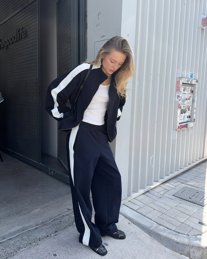 Damen Sportliches Ensemble mit moderner Passform und Kontraststreifen Stalluxe