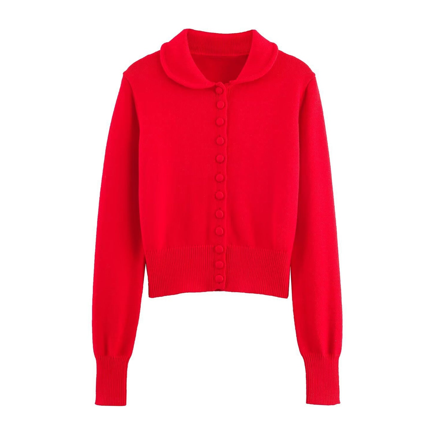 Damen modische Strickjacke mit Kragen und eleganter Knopfleiste Stalluxe