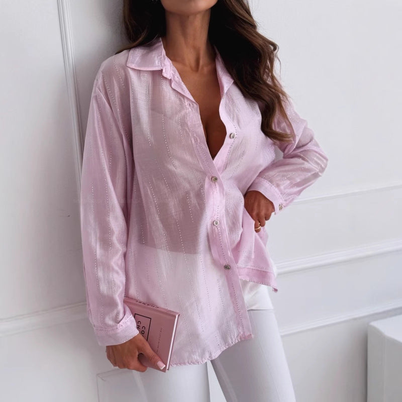 Damen elegante und leicht transparente Bluse Stalluxe