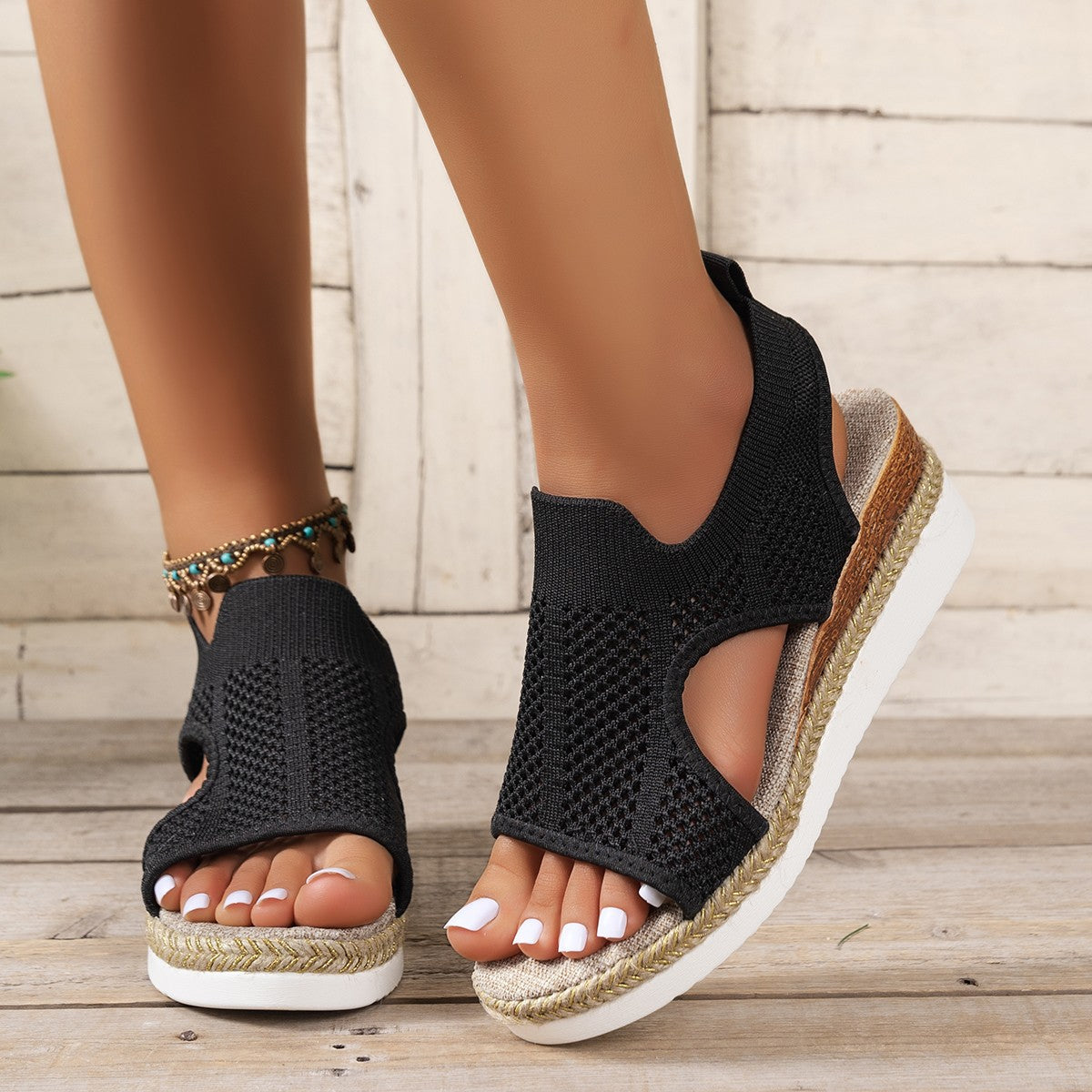 Damen Komfort-Sandalen mit atmungsaktiver Netzstruktur und flexibler Sohle Stalluxe