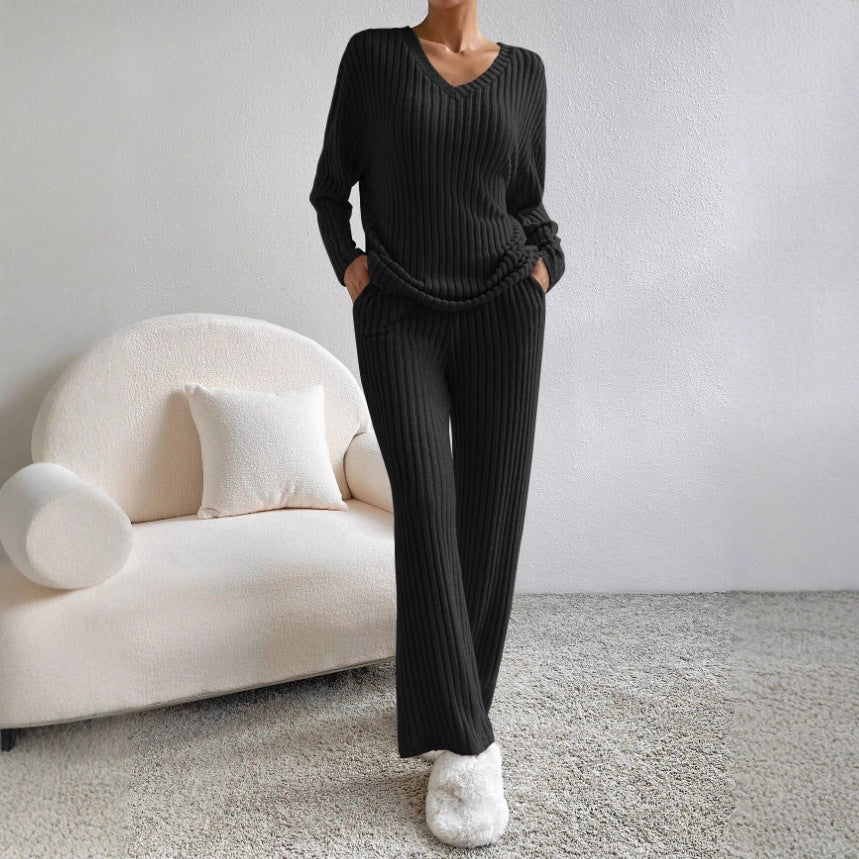 Women's Cozy Striped Lounge Set Stalluxe