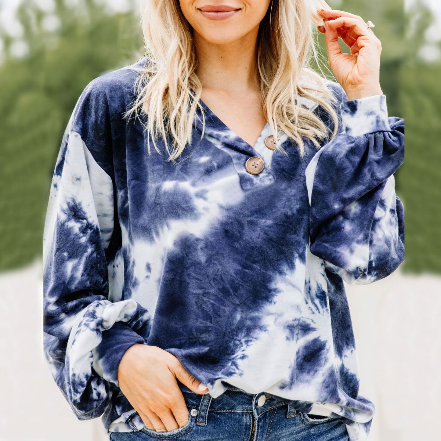 Damen lässiger Oversized-Pullover mit Knopfleiste Stalluxe