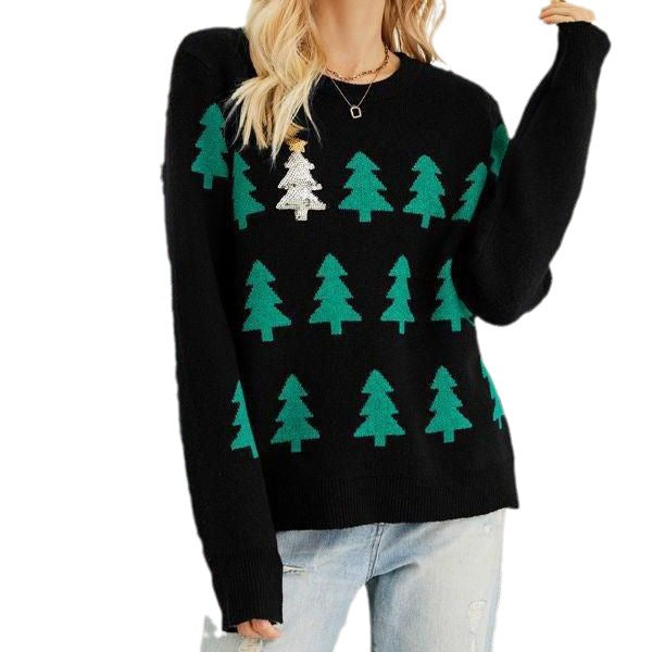 Damen festlicher Strickpullover mit Weihnachtsbaum-Motiv Stalluxe