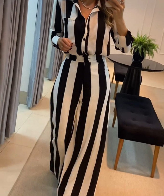 Damen Lässiger Jumpsuit mit breiten Streifen und tailliertem Schnitt Stalluxe