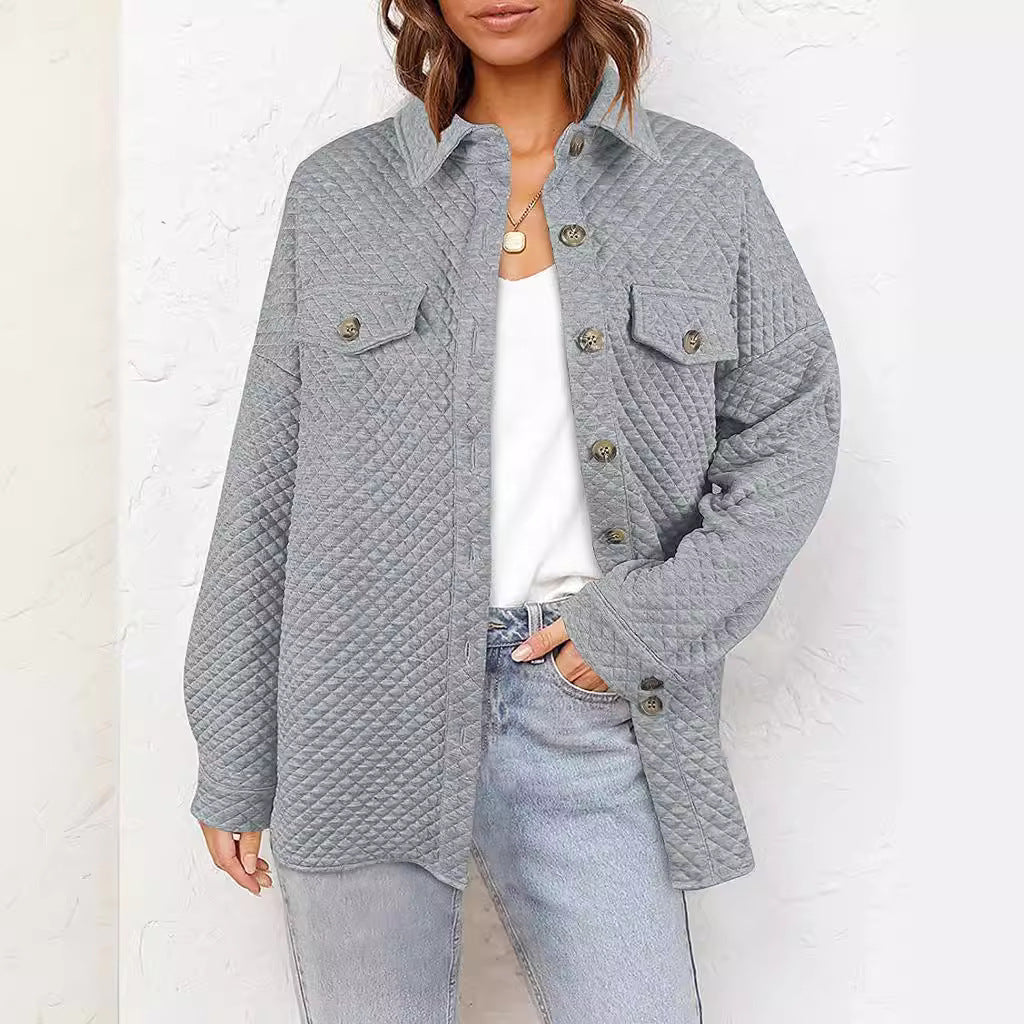 Damen lässige Steppjacke mit praktischen Taschen und modischen Knöpfen Stalluxe
