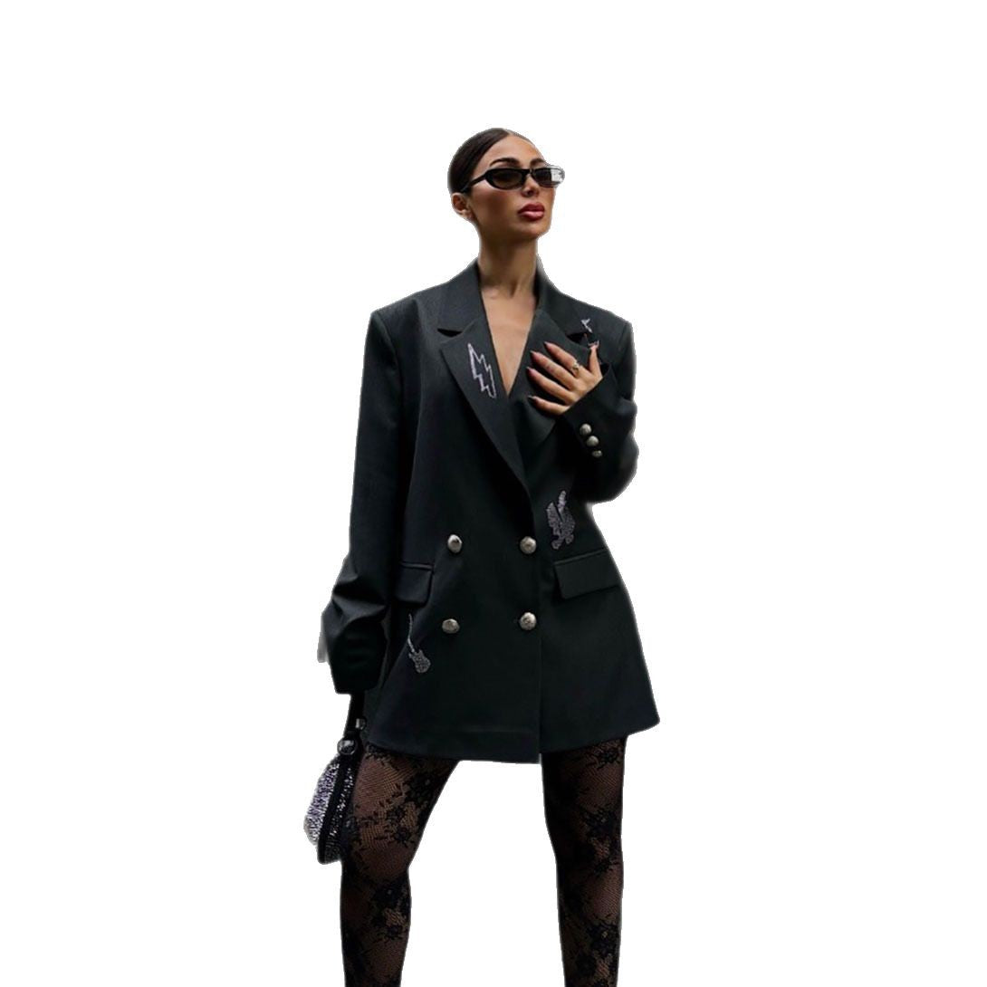 Damen Oversized Blazer mit funkelnden Applikationen und einzigartigem Design Stalluxe