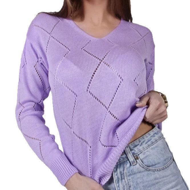 Damen Strickpullover mit modernem Rautenmuster Stalluxe