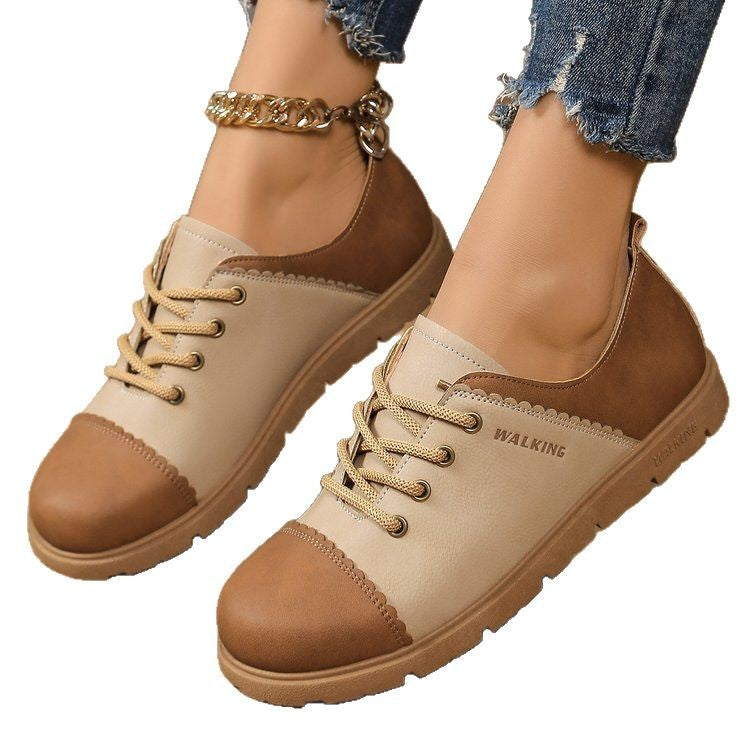 Damen modische Sneaker mit farblich abgesetzter Zehenkappe und eleganter Schnürung Stalluxe