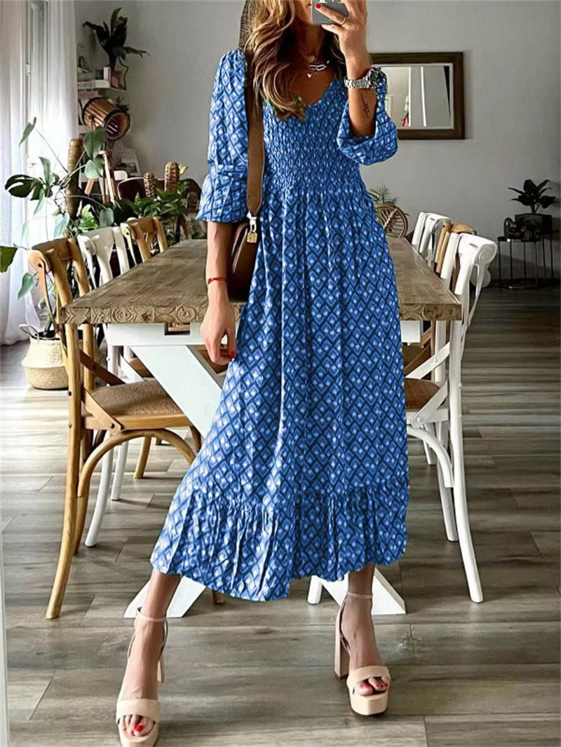 Damen Maxikleid mit voluminösen Ärmeln und elastischem Taillenzug Stalluxe
