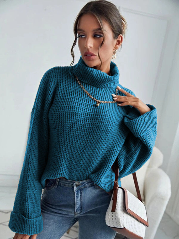 Damen Hochwertiger Strickpullover mit hohem Kragen und strukturiertem Design Stalluxe