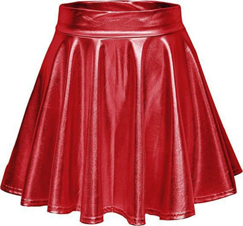 Women's Stylish High-Waisted Faux Leather Skirt Stalluxe