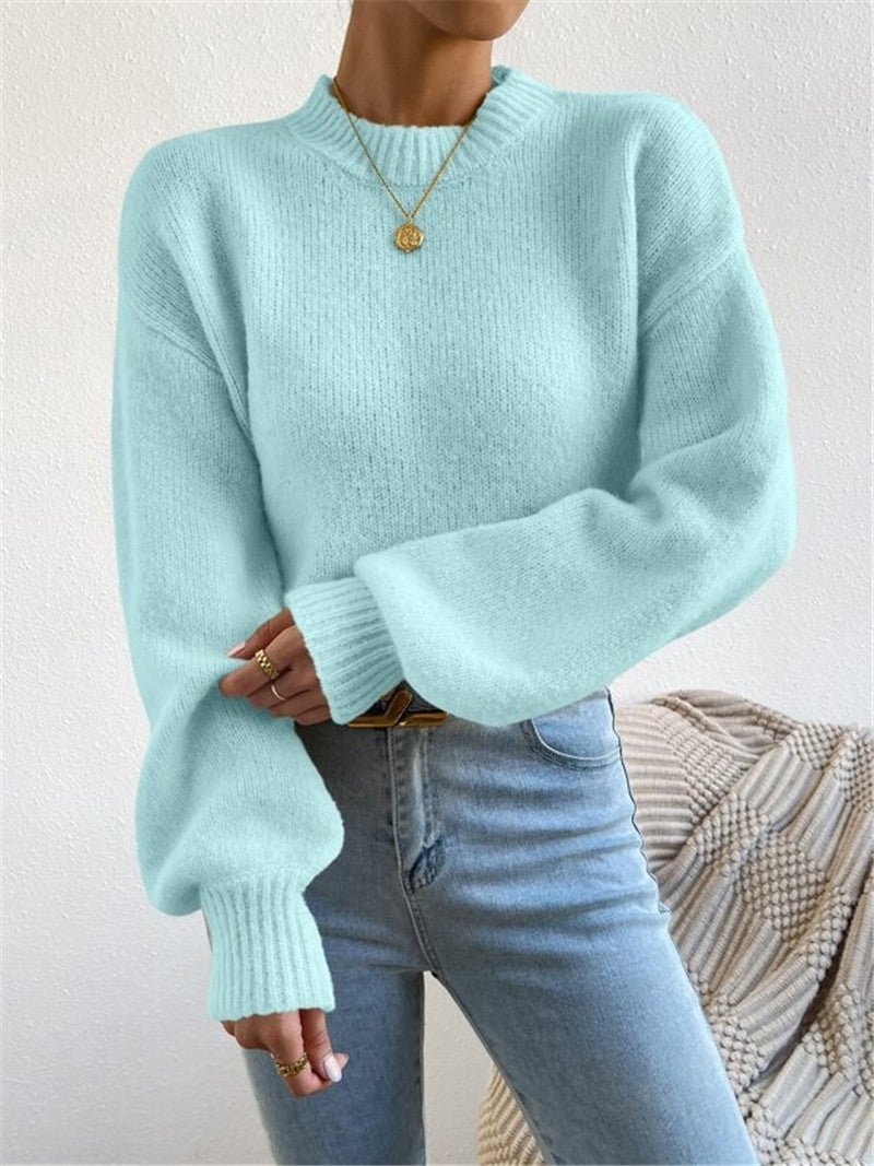 Damen lockerer Strickpullover mit hohem Kragen und strukturiertem Design Stalluxe