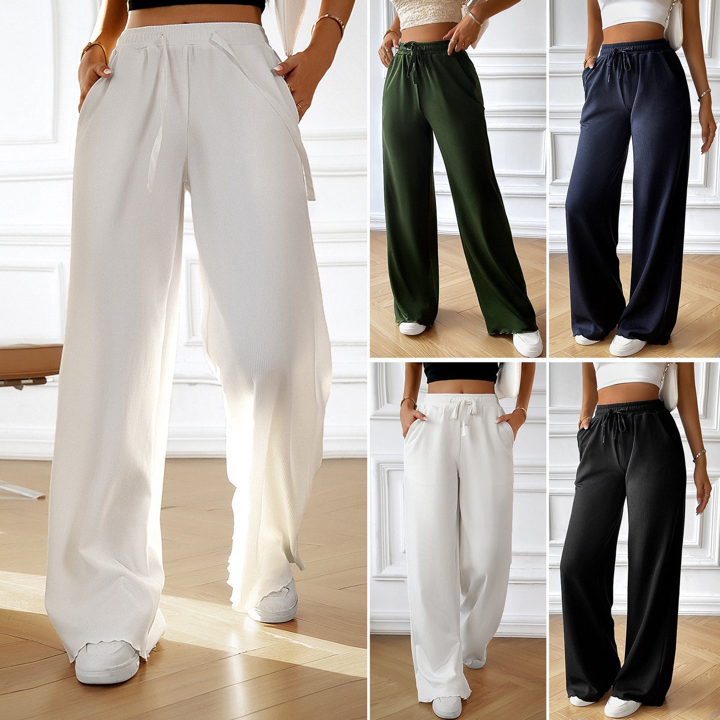 Damen Lässige Freizeithose mit hohem Bund und elastischem Taillenbund Stalluxe