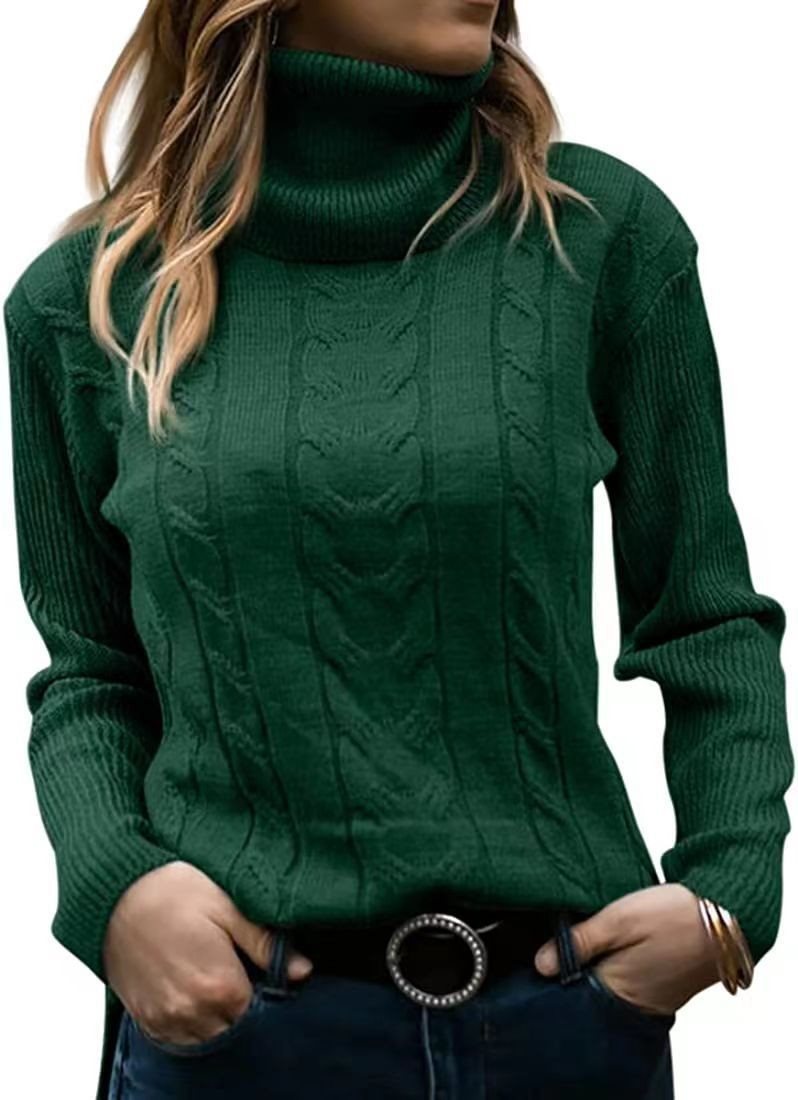 Damen Strickpullover mit hohem Kragen und strukturiertem Zopfmuster Stalluxe