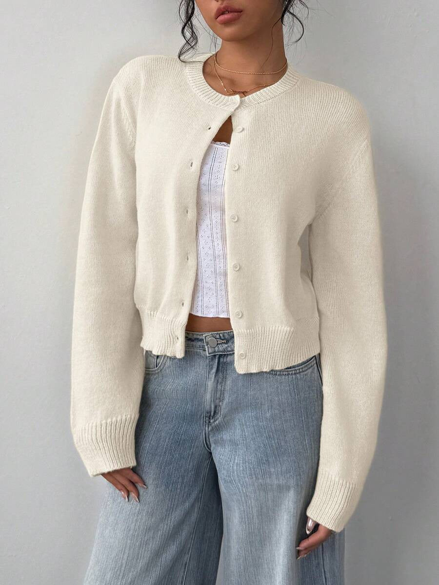 Damen Strickjacke mit feiner Textur und eleganter Knopfleiste Stalluxe
