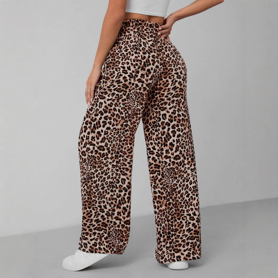 Women's Relaxed Fit Leopard Print Palazzo Pants Stalluxe