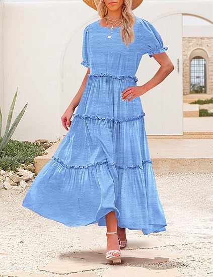 Damen Maxikleid im floralen Bohème-Stil mit Rüschendetails Stalluxe