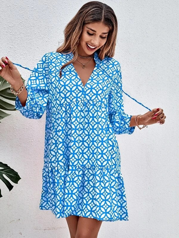 Damen Boho-Style Sommerkleid mit fließendem Schnitt und Rüschendetails Stalluxe