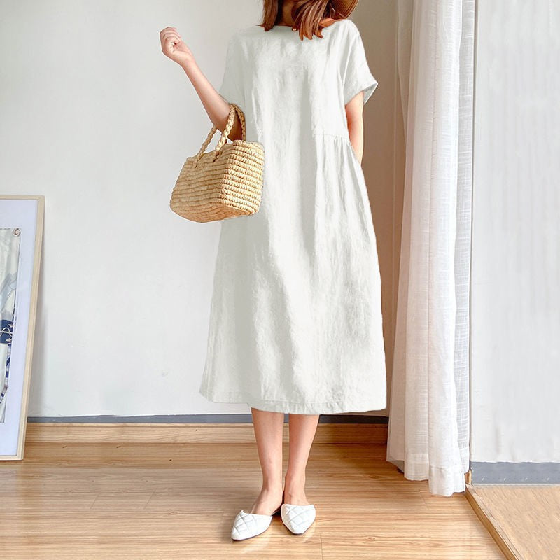 Damen Leichtes und vielseitiges Sommerkleid mit Taschen Stalluxe