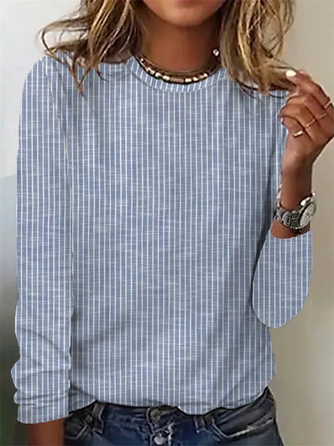Damen lässiges Langarmshirt mit feinen Streifen Stalluxe