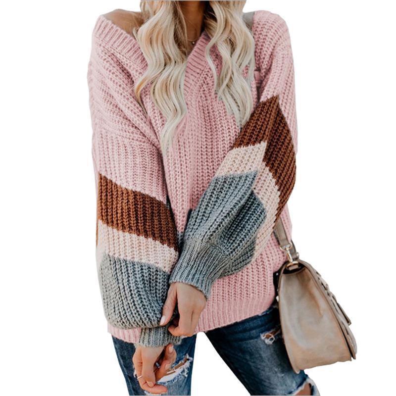 Damen Strickpullover mit modernen Farbblock-Design und weitem Schnitt Stalluxe