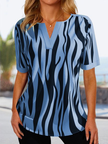 Damen modisches Kurzarmshirt mit modernem Zebrastreifen-Design Stalluxe